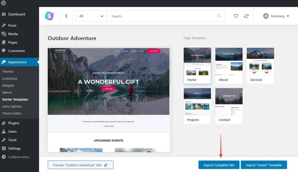 Import Complete Site Spectra Template