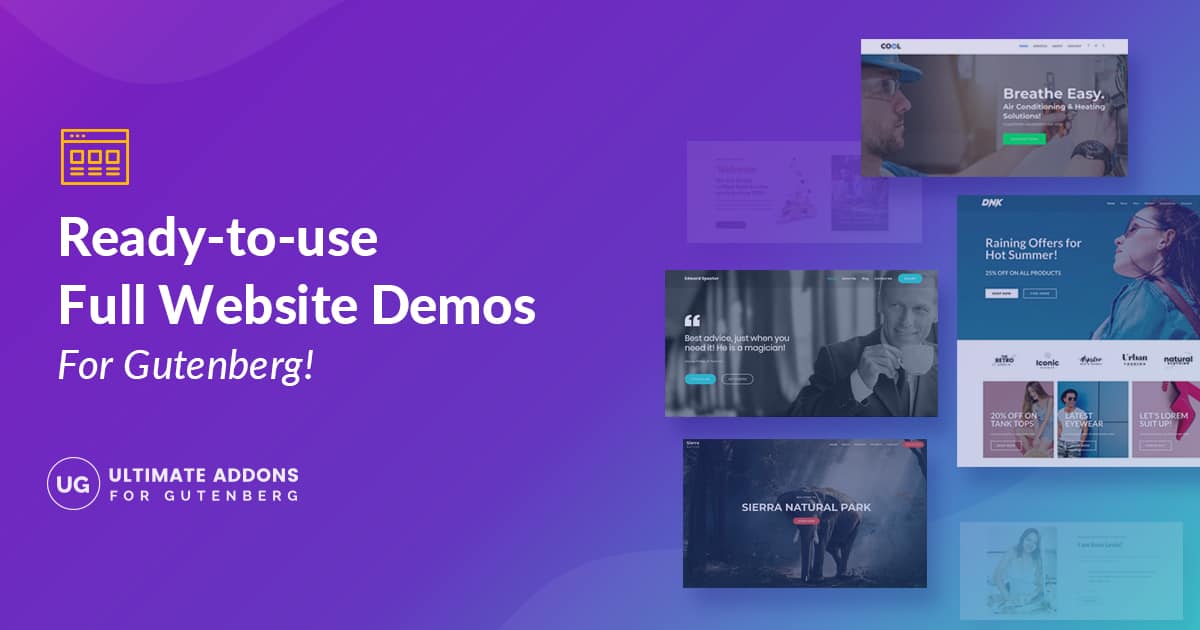 Complete Website Demos For Gutenberg!