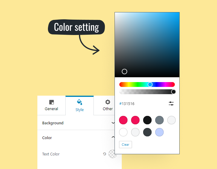 Block color settings
