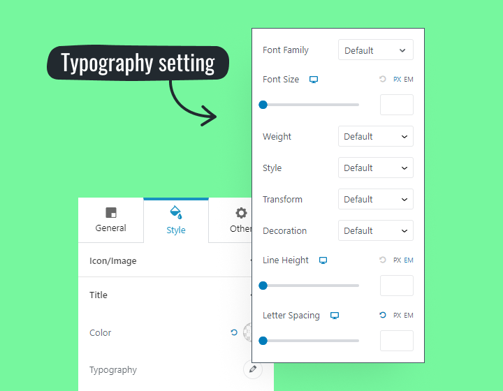 Block typography settings