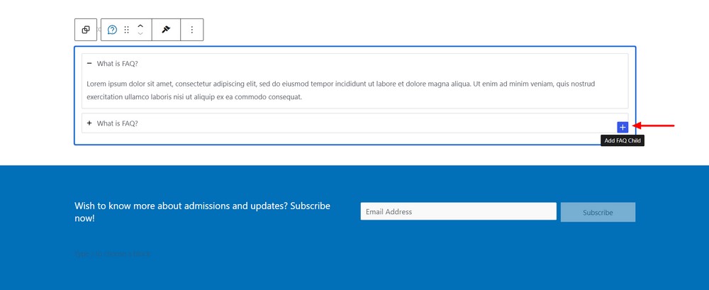 Add child FAQs