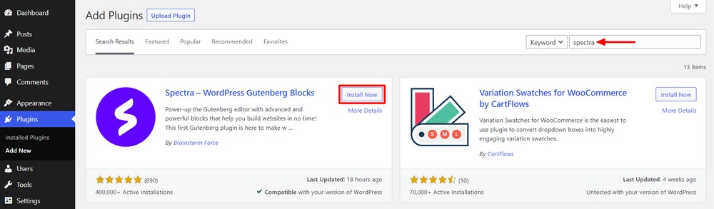 Install Spectra plugin