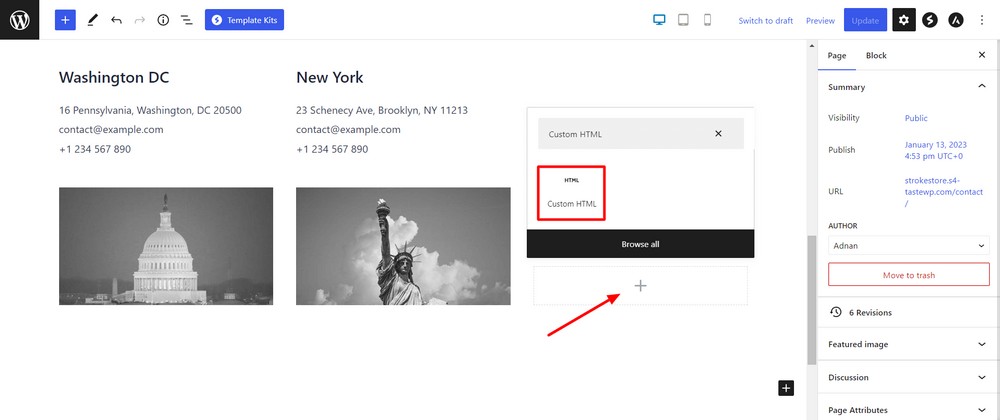 Add Custom HTML block