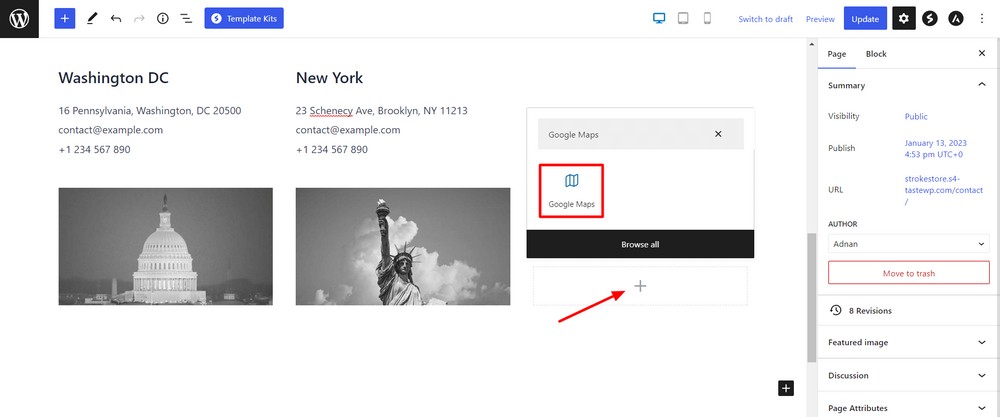 Add Spectra Google Maps block
