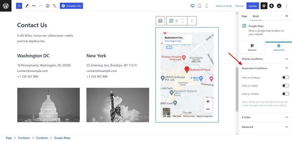 Advance Maps settings