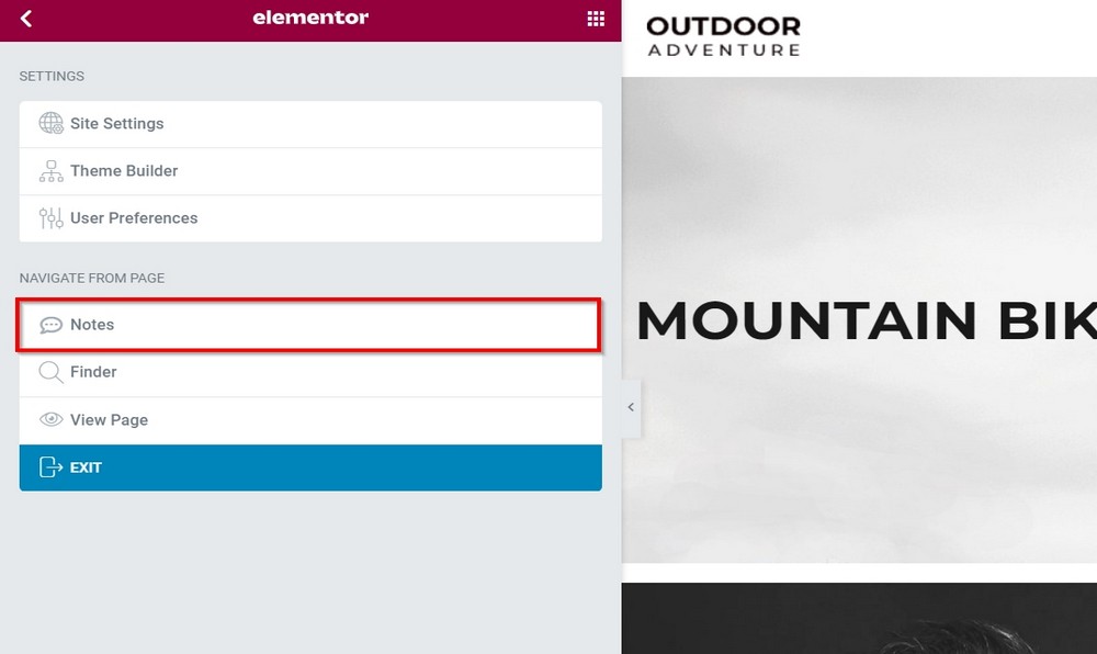 access elementor notepad
