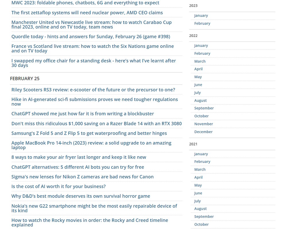 Archive page example