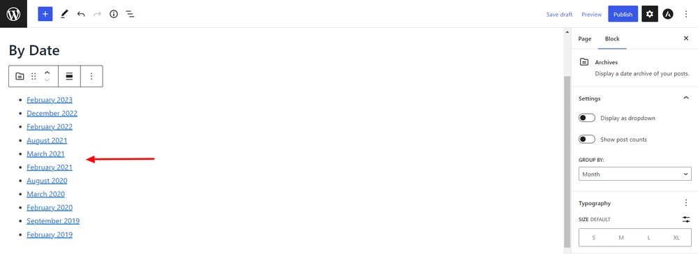 Archives block added