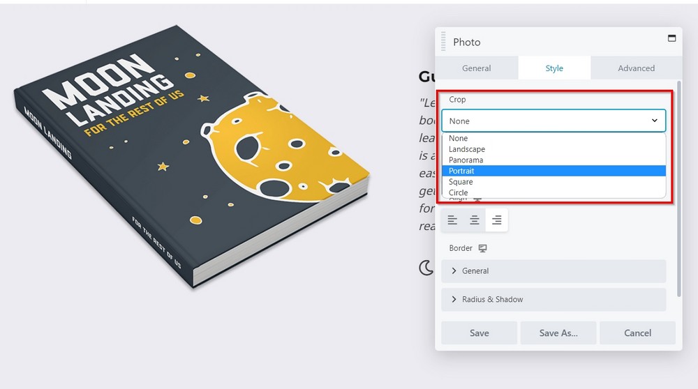 beaver builder crop image