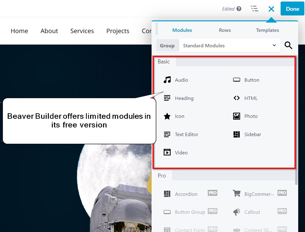 beaver builder free version modules