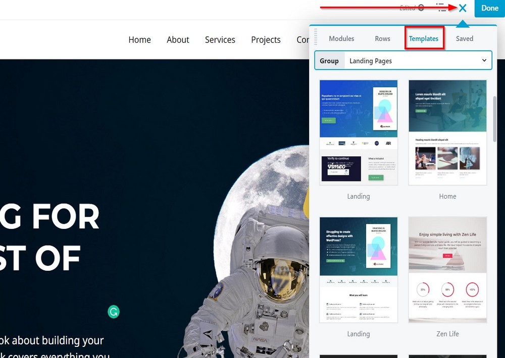 beaver builder plus sign