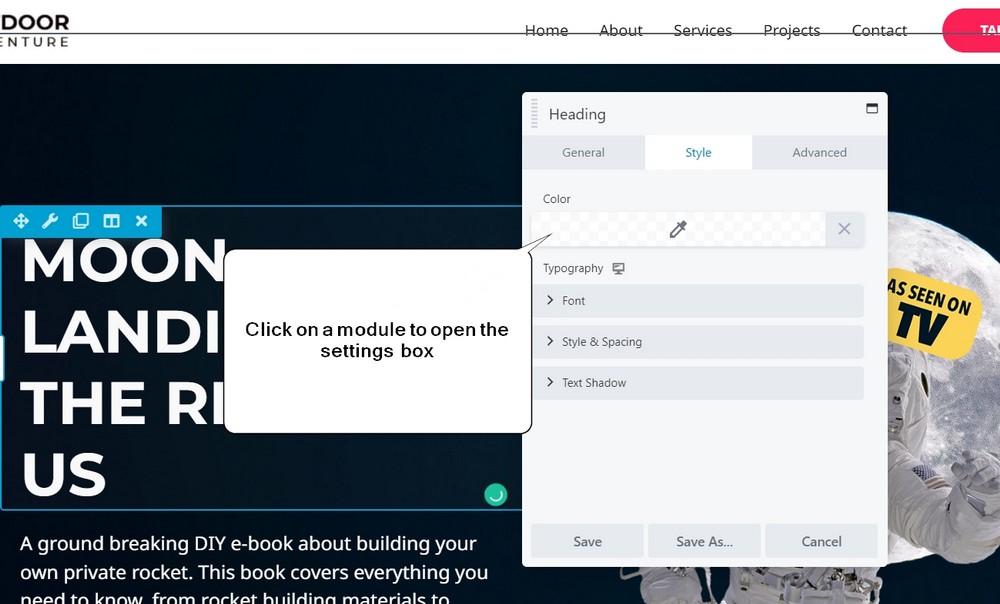 beaver builder setting box opening