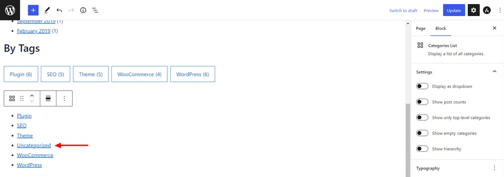 Categories List added