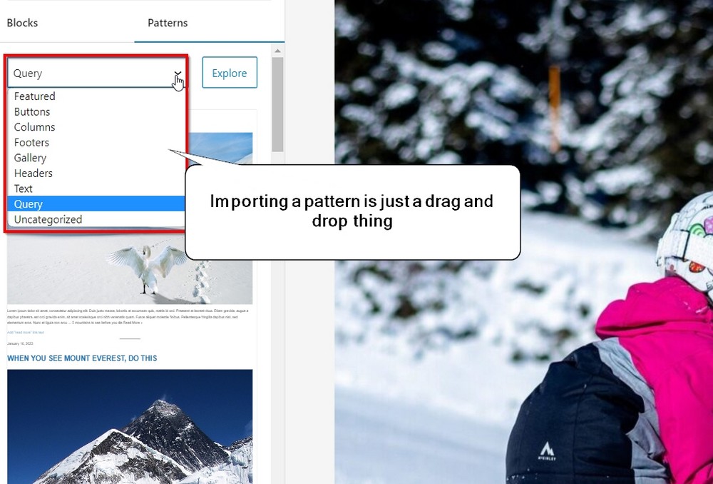 import pattern in spectra