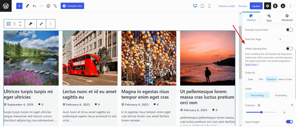 Other post grid general settings