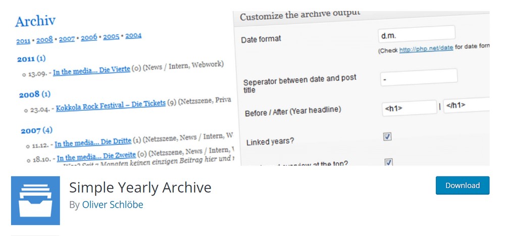 Simple Yearly Archive