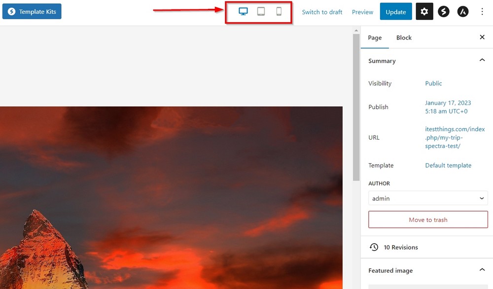 spectra mobile responsive button