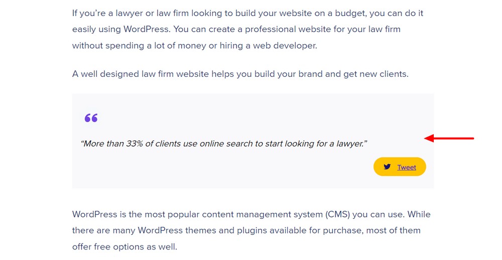 Astra uses click to tweet feature