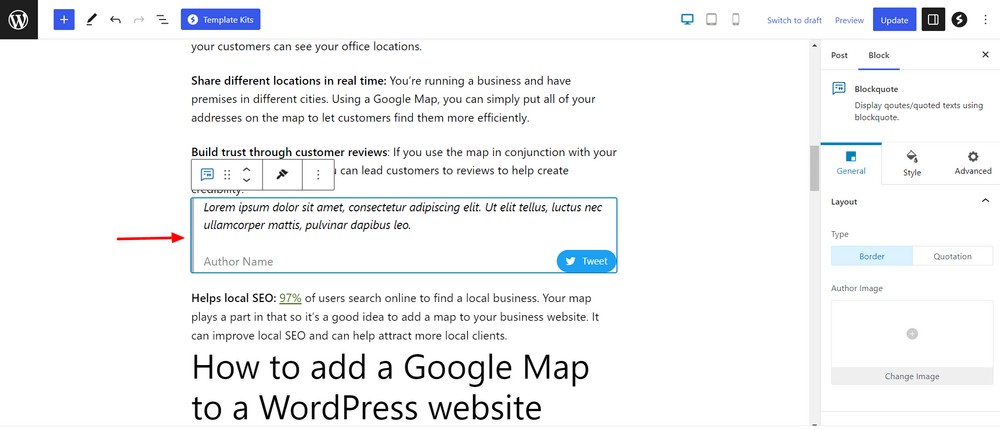 Blockquote block added