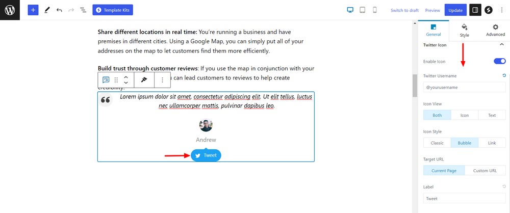 Customize Twitter handle