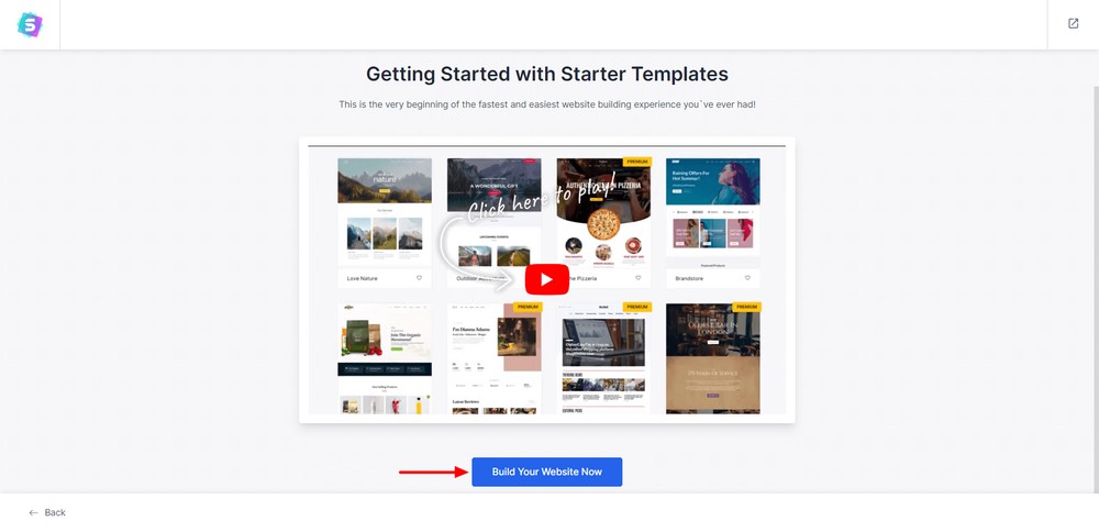 Click build your website button