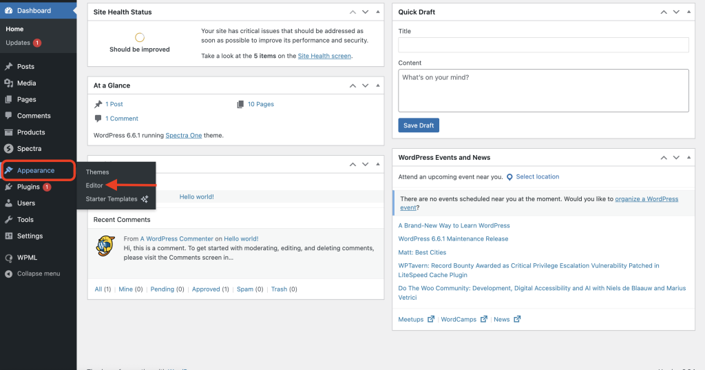 access the block editor