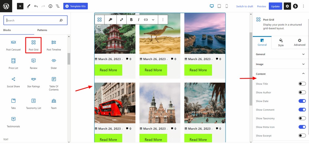 Post grid block added