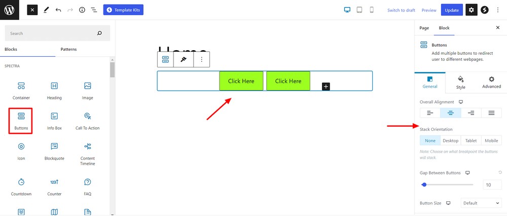 Spectra button block