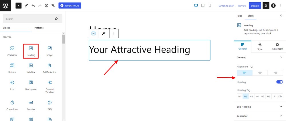 Spectra heading block