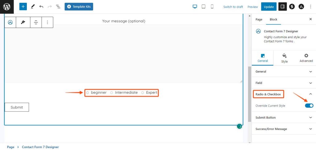 Contact_form_7_designer_settings_general_radio_checkbox