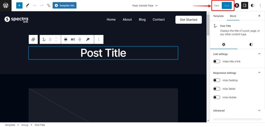 Edit template and save