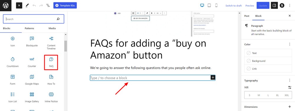 Add Spectra FAQ block