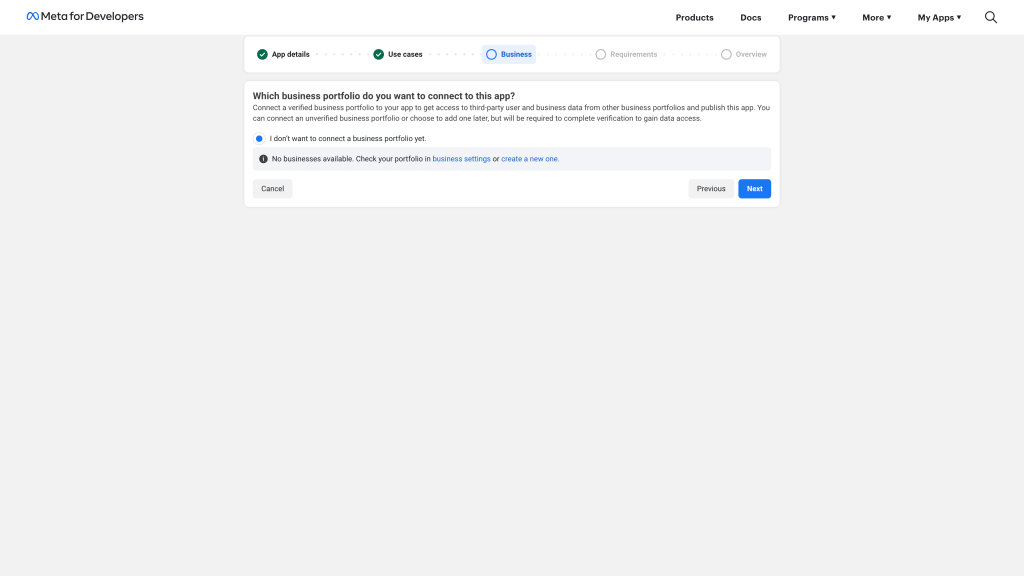Create Meta App Step 3 Connect A Business 1024x576