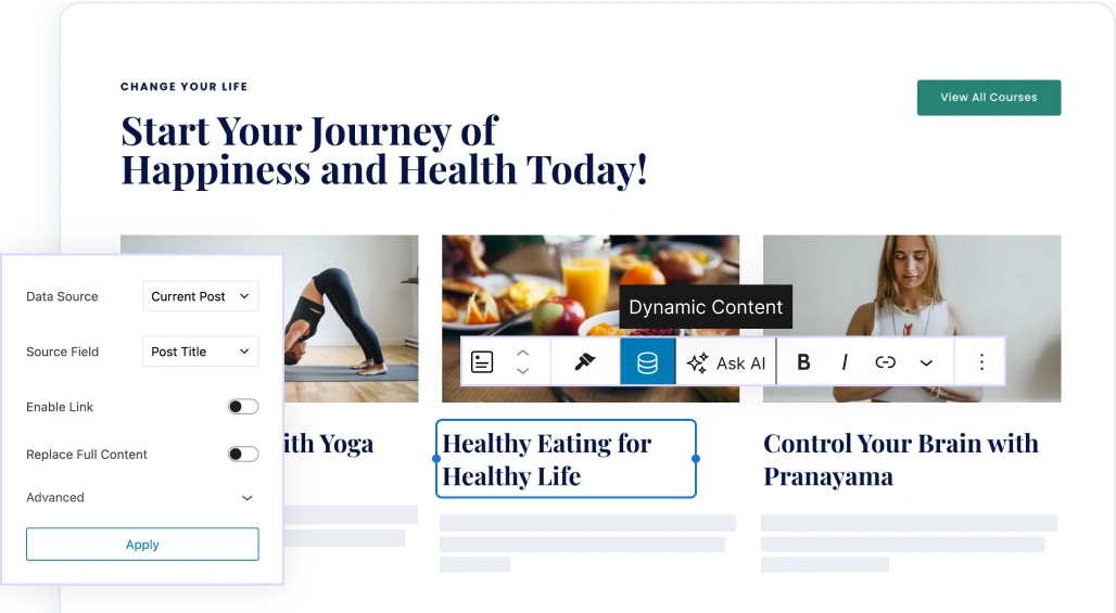 Dynamic content feature in Spectra.