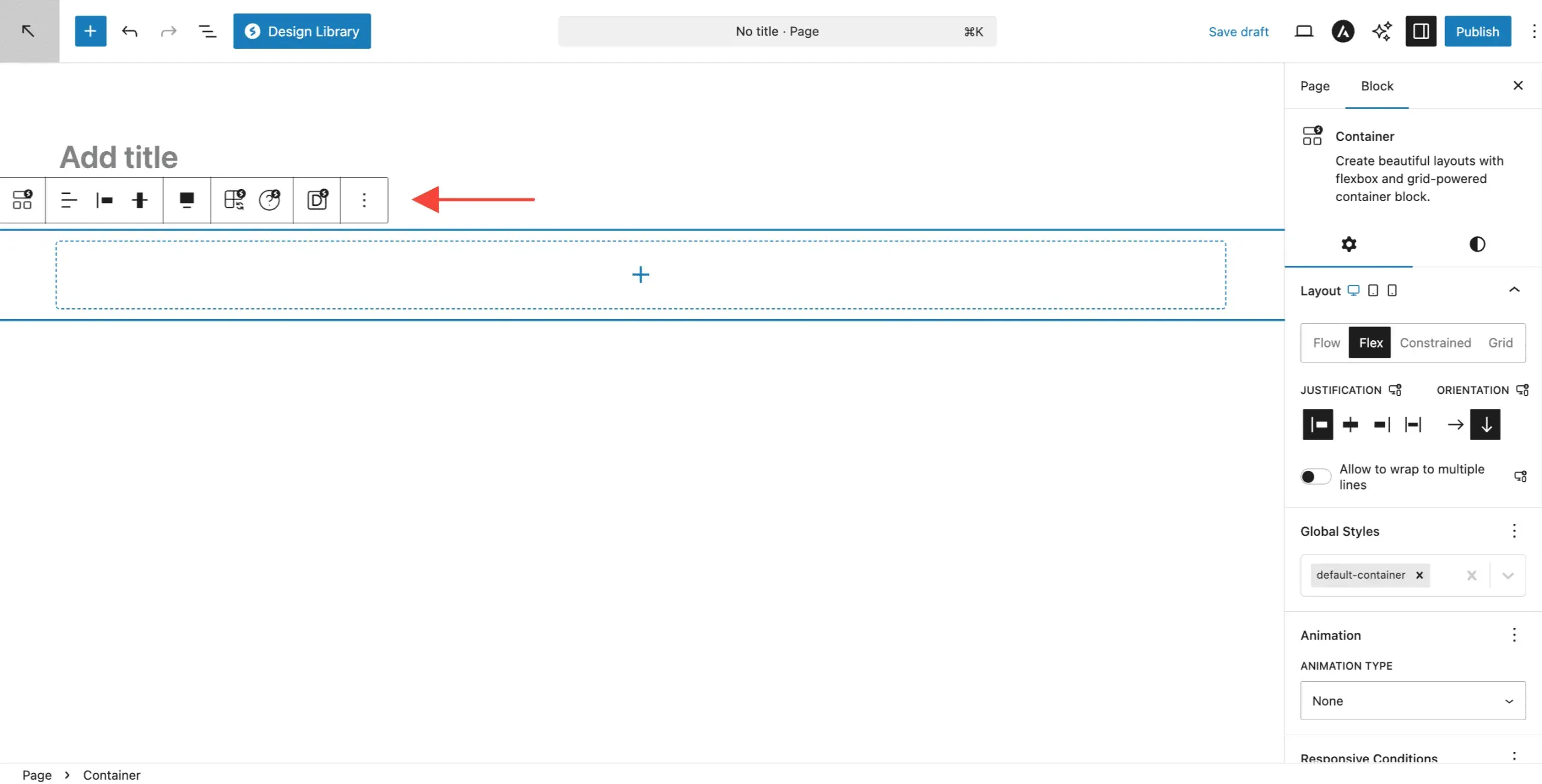 Container Block Toolbar Options Scaled
